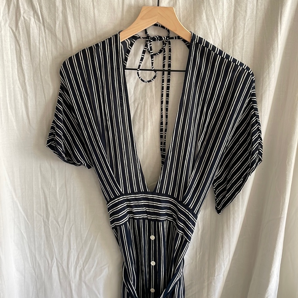 Faithful Deep V Open Back Midi Dress